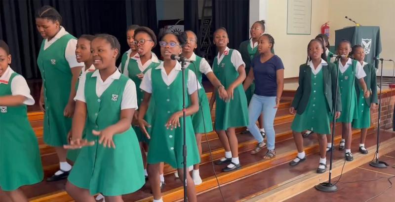 Rehearsing the song. Photo: Berea Primary school