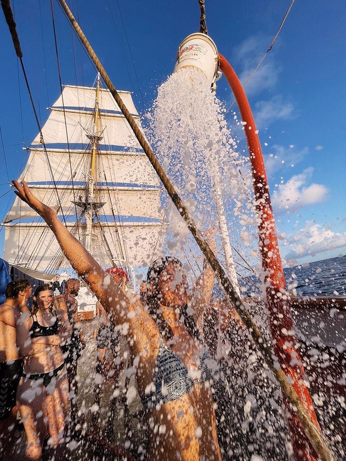 A salty shower. Photo: Pernille Landrø